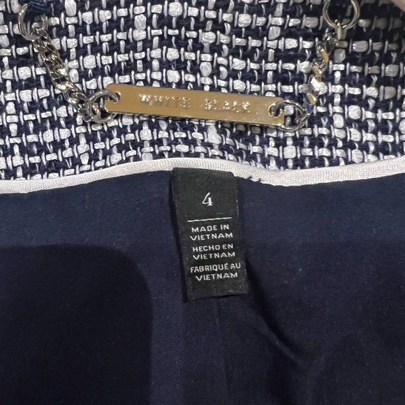 White House Black Market Navy Tweed Cropped Blazer - Picture 2 of 3